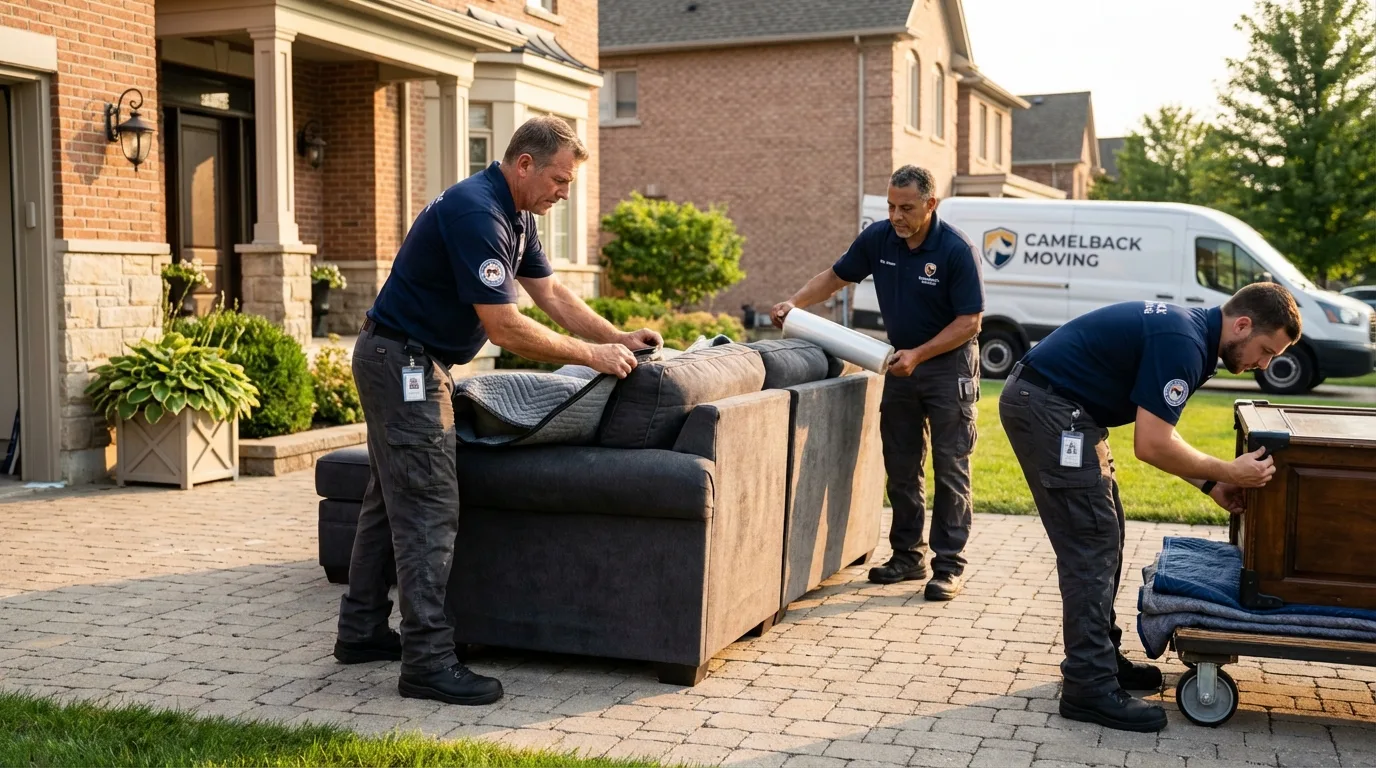 Large estate moving crew wrapping furniture in Mathews, VA